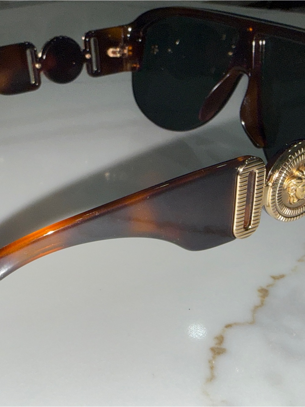 Versace Tortoiseshell Sunglasses with Gold Medallion Accent - Picture 4 of 4